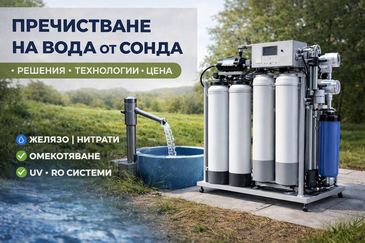 Пречистване на вода от сонда (кладенец): технологии, схема и цена (2026)